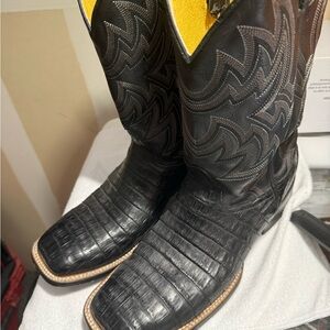 Black Leather Men's Cowboy Boots